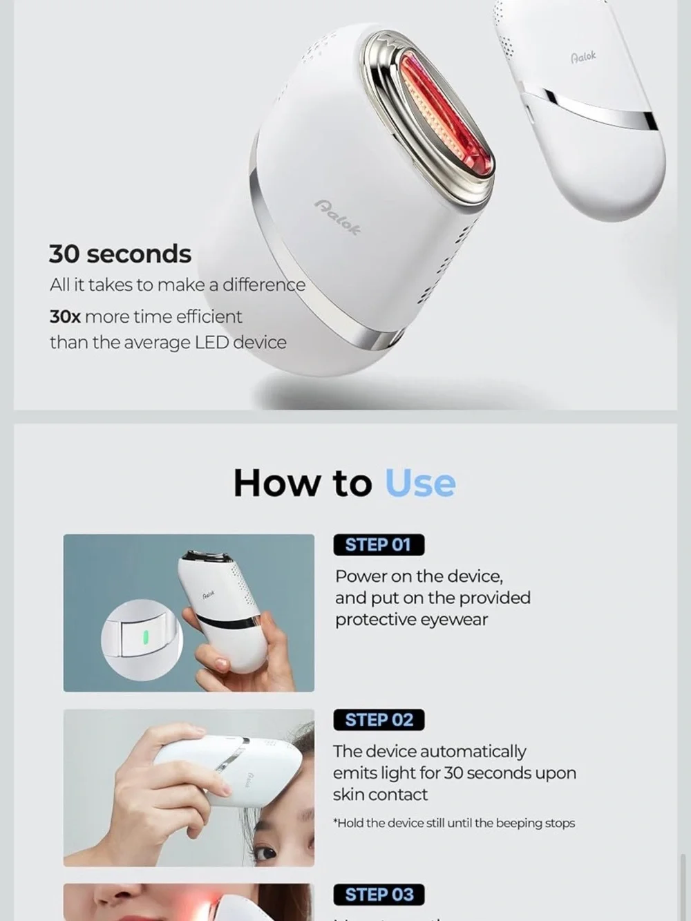 Aalok SNOWFIT PAAW-3000 3-in-1 LED Facial Skincare Device New